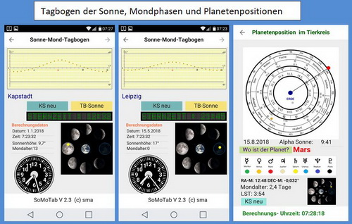 Screenshot Tagbogen und Planet